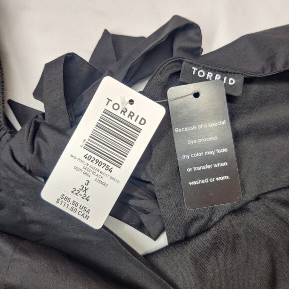 NWT Torrid Cotton Poplin Sheer Lace Waist Tie Back Tiered Midi Dress 3X Classic - Picture 12 of 16